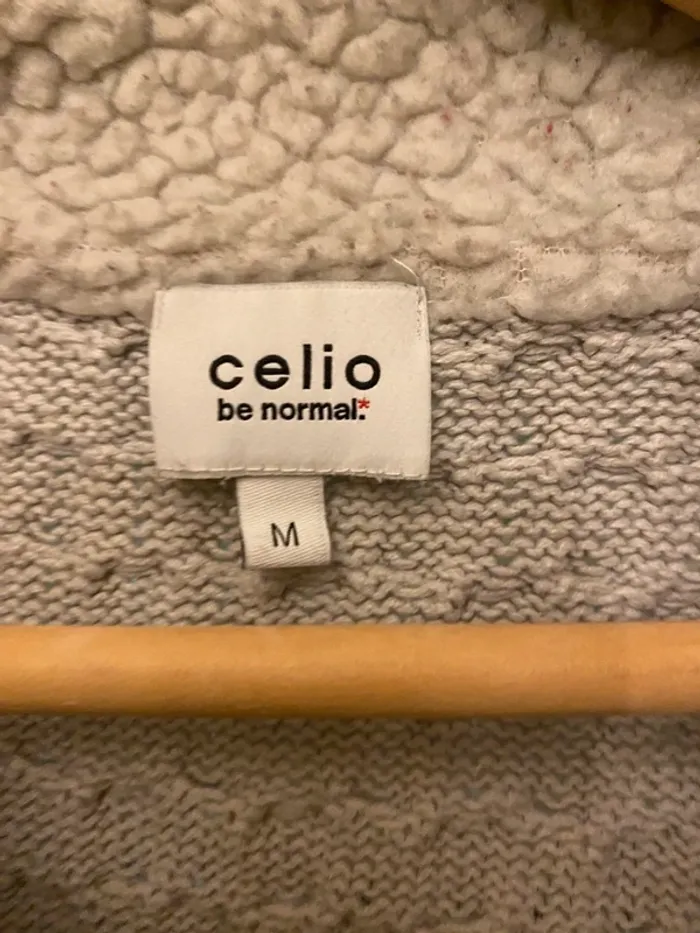 Pull demi saison avec coton gris clair Celio taille M - photo numéro 4