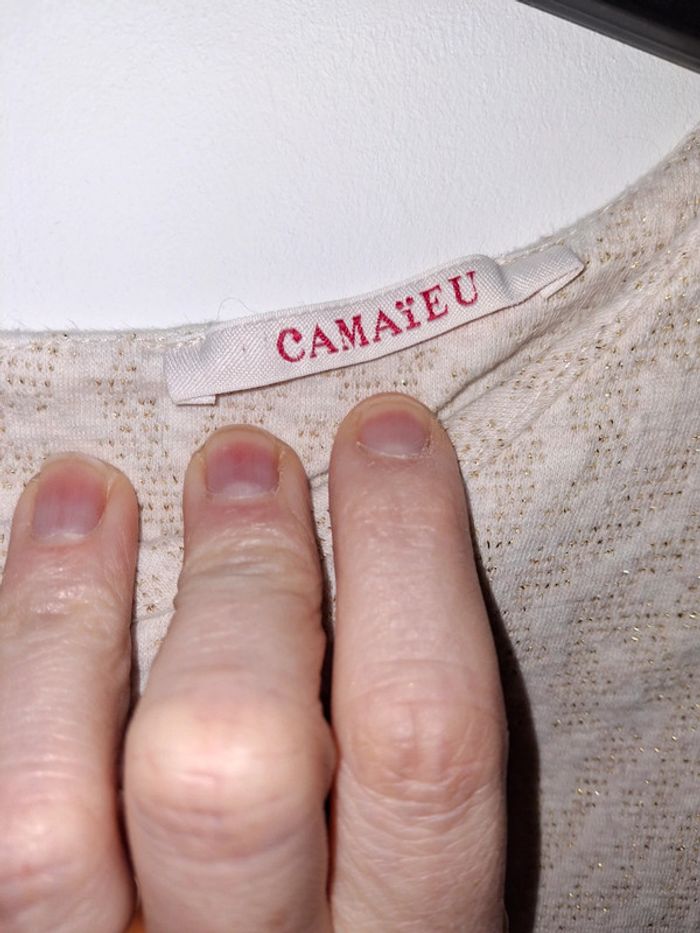 Pull beige doré femme camaïeu - photo numéro 3
