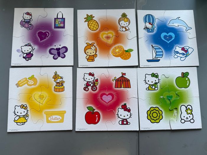 Jeu de Domino-Mémo 'Qui donne quoi ?' en bois de Sapin Malin et 6 puzzles Hello kitty - photo numéro 8