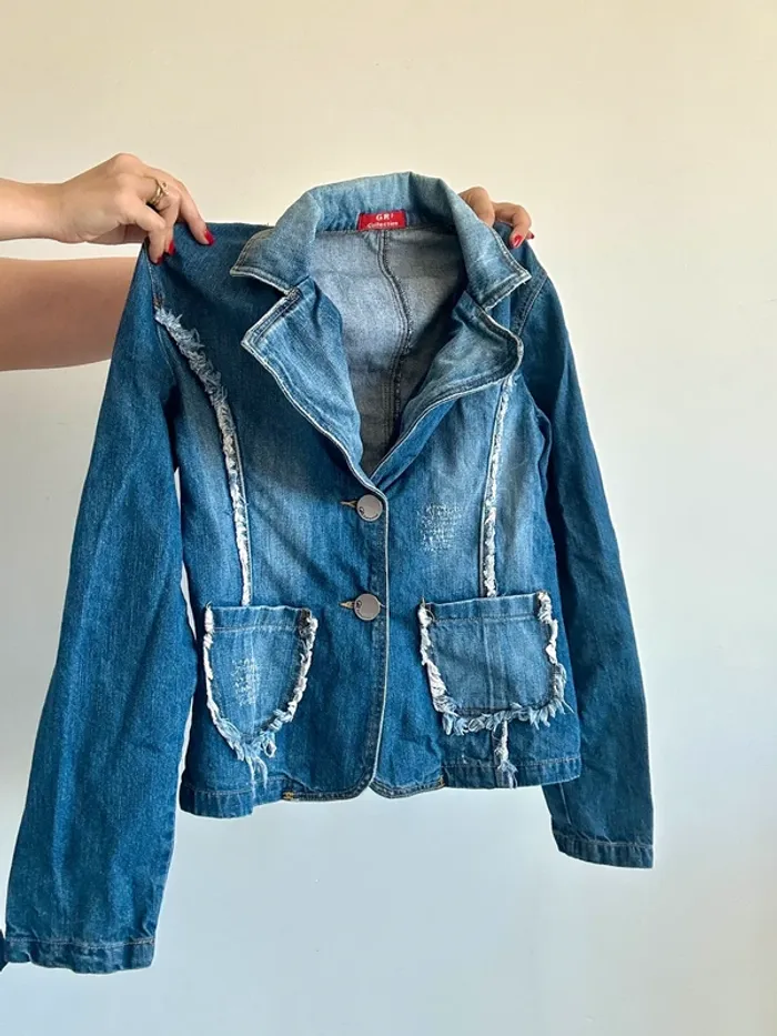 Veste en jean cintrée Y2K vintage années 2000 taille S - photo numéro 11