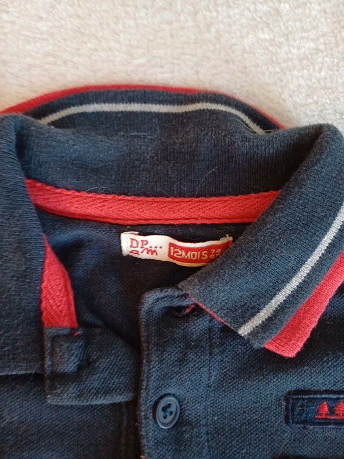 Polo bleu marine et rouge 12 mois dpam - photo numéro 2