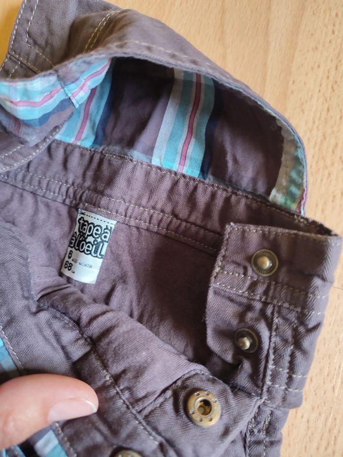 Lot ensemble salopette chemise et veste sans manche TAO assortis en 6M - photo numéro 6