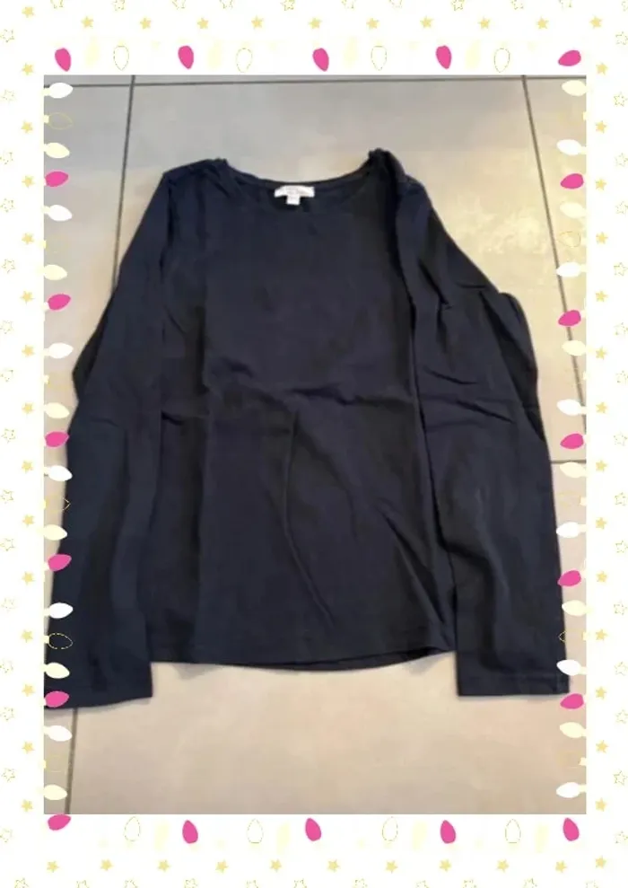 T-shirt noir manches longues – Du Pareil au Même – Taille 10 ans fille - photo numéro 2