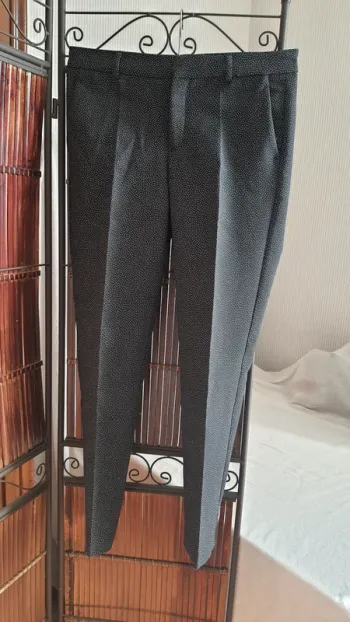 Pantalon femme noir à pois "Mango" taille 38