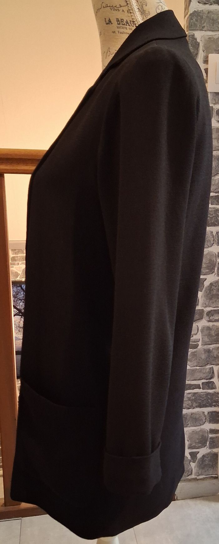 Long blazer noir sans fermeture - photo numéro 4
