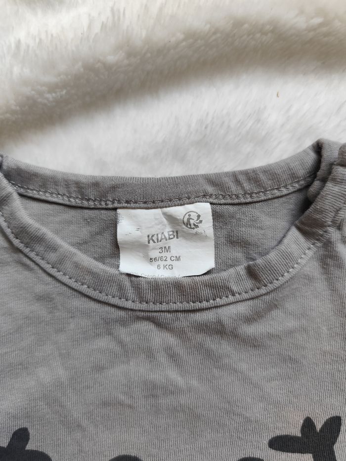 T-shirt à manches longues, gris, Kiabi, 3 mois 🌷 - photo numéro 3