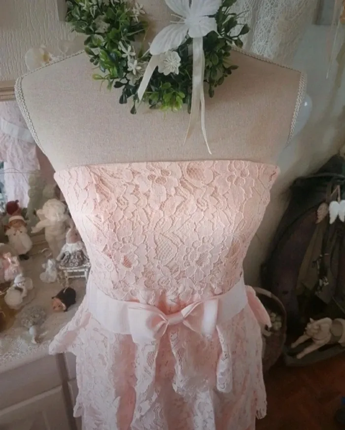 Magnifique robe bustier dentelle peche/abricot Women Only T 4 (40/42)Neuve
