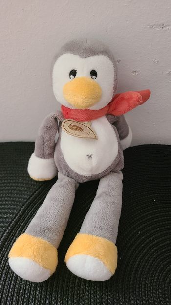 Doudou pingouin oiseau gris Baby Nat 25 cm Grelot