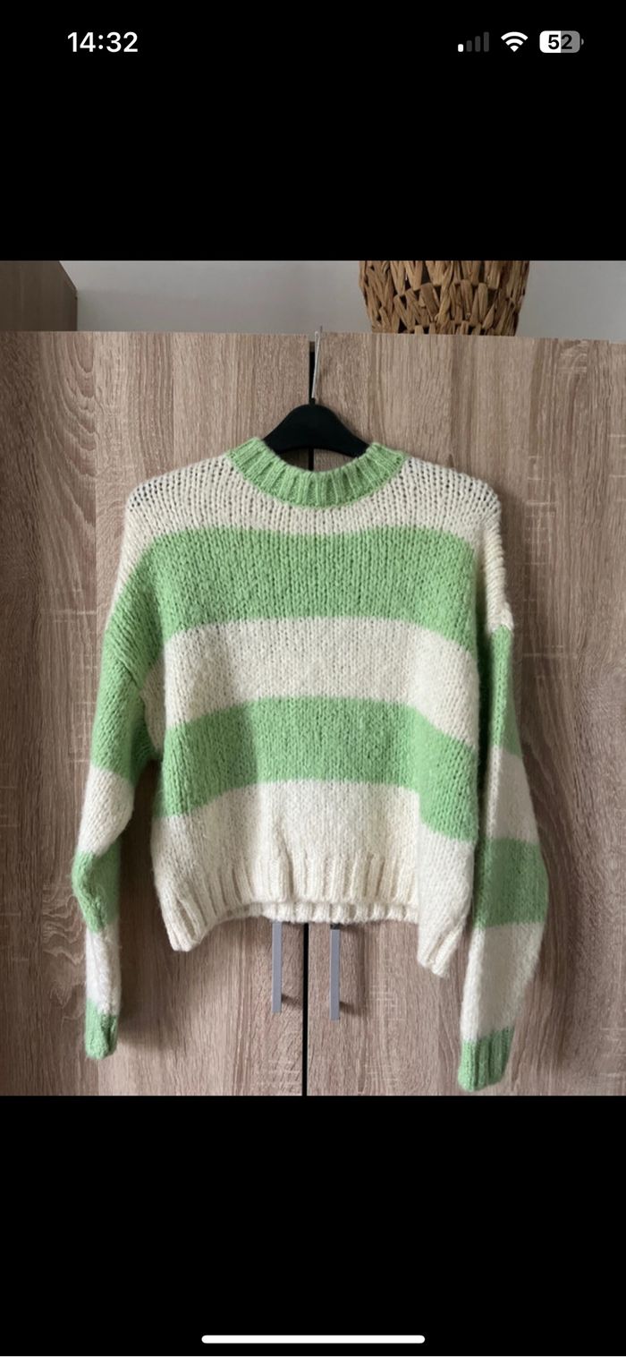 Pull d’hiver vert et blanc Pimkie