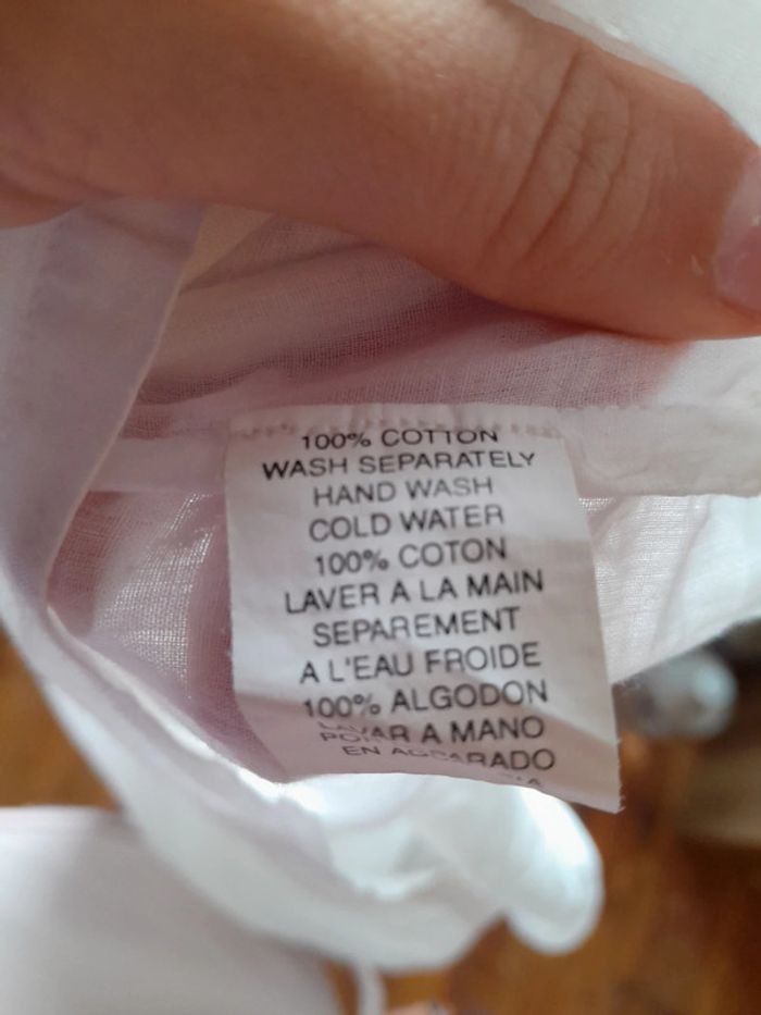 Blouse blanche transparente en coton taille s Zamba broderie effet lin - photo numéro 7