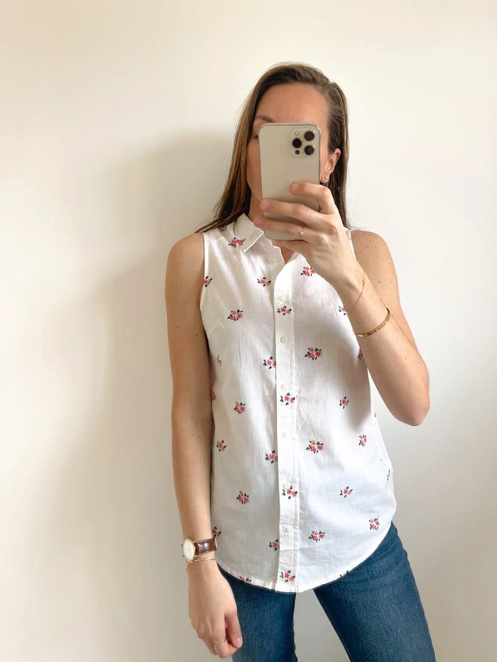 Blouse sans manches blanche à fleurs Primark - photo numéro 5