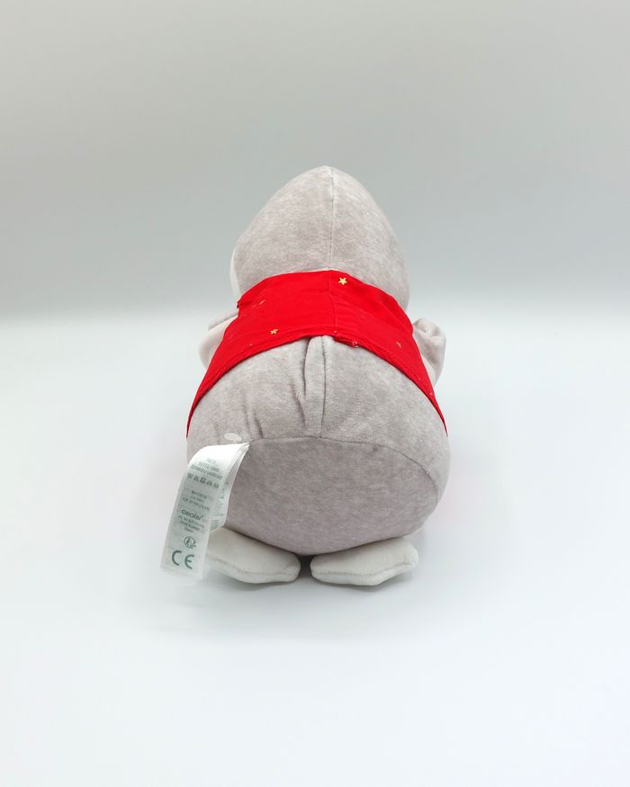 Peluche doudou pingouin blanc gris OBAIBI Okaidi tee-shirt rouge étoiles or SANS PLAID - photo numéro 5