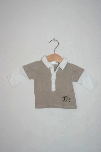 Polo rayé beige Kitchoun 1 mois