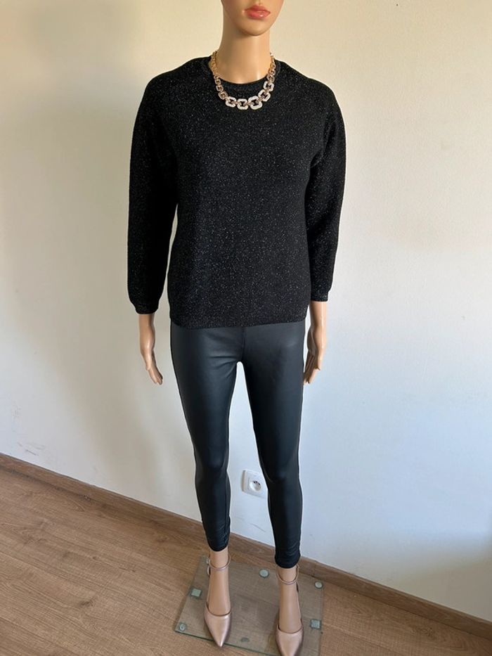 Pull court noir pailleté Cassia taille 38 jamais porté (taille petit) - photo numéro 3