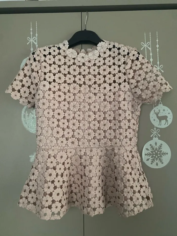 Magnifique top péplum rose pâle - Taille M