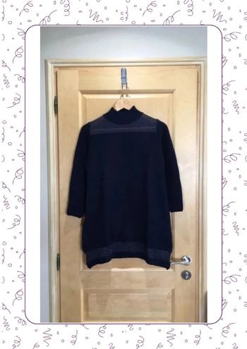 Pull tunique marine en laine Taille Unique