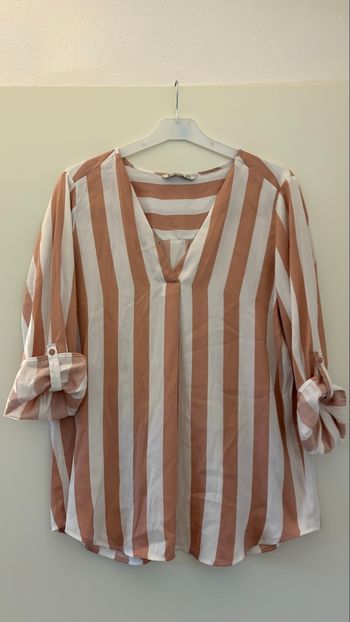Blouse rose et blanche rayée femme XL