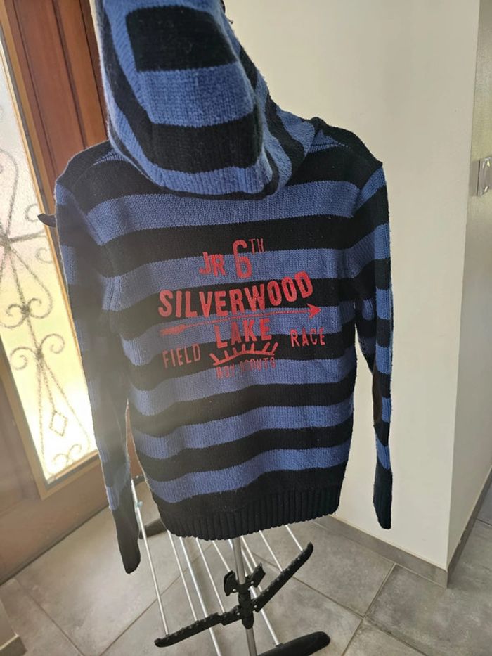 Gilet polaire à capuche, rayures 9/10 ans - photo numéro 6