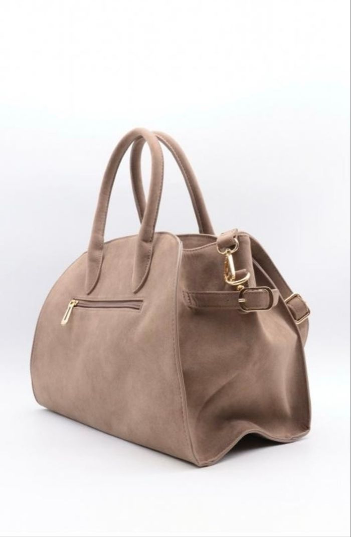 Sac à main Flora & Co taupe neuf avec étiquette en suédine chic & pratique - photo numéro 2