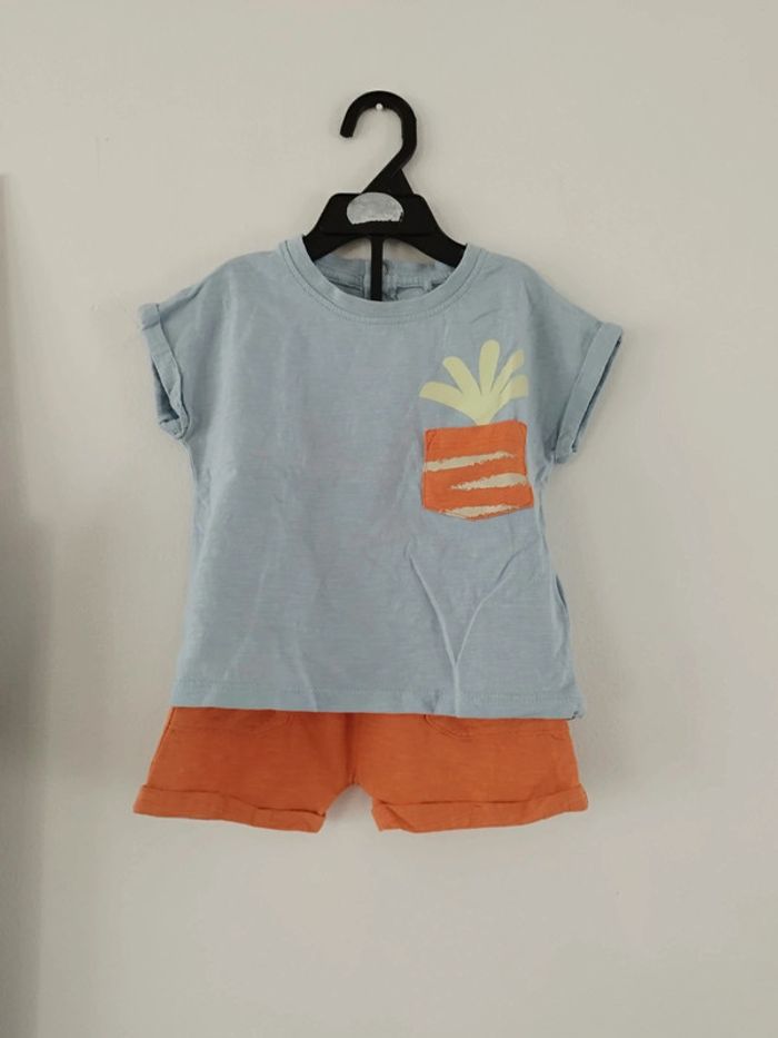 Ensemble tee shirt short bébé garçon 12 mois - photo numéro 3