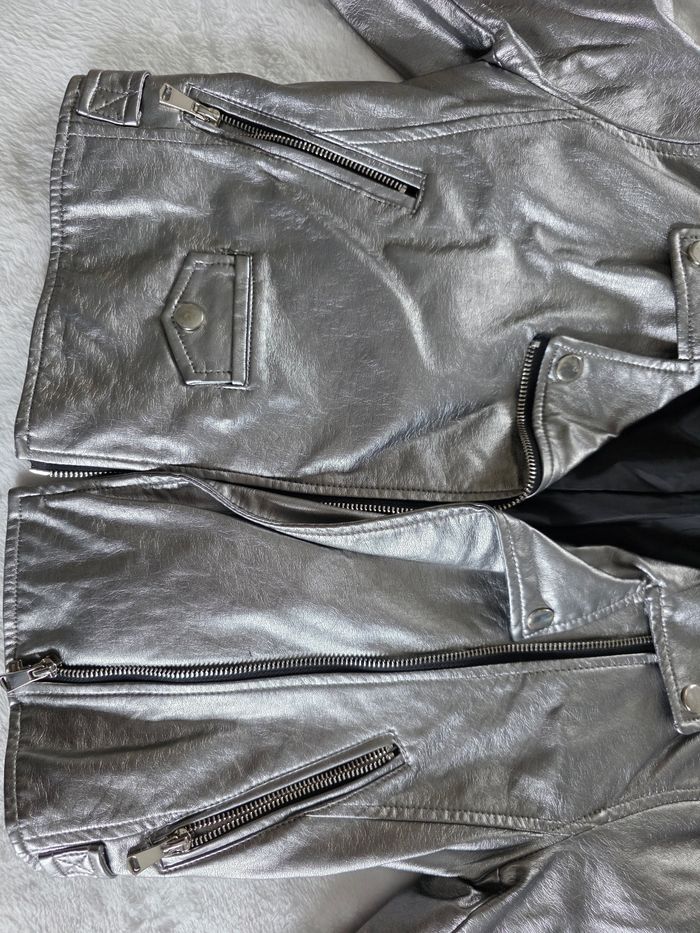 Veste en cuir grise - photo numéro 3