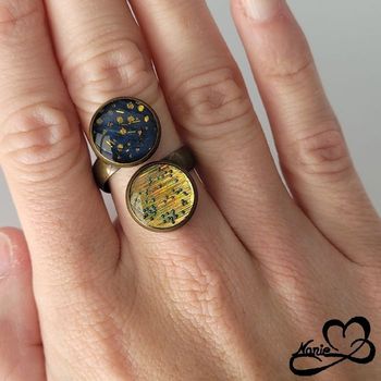 Bague ajustable couleur bronze avec 2 ronds