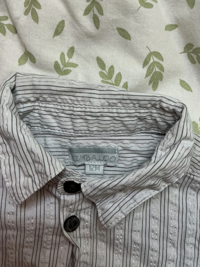 chemise manches longues blanc rayé paillettes argent 12 mois kimbaloo - photo numéro 6
