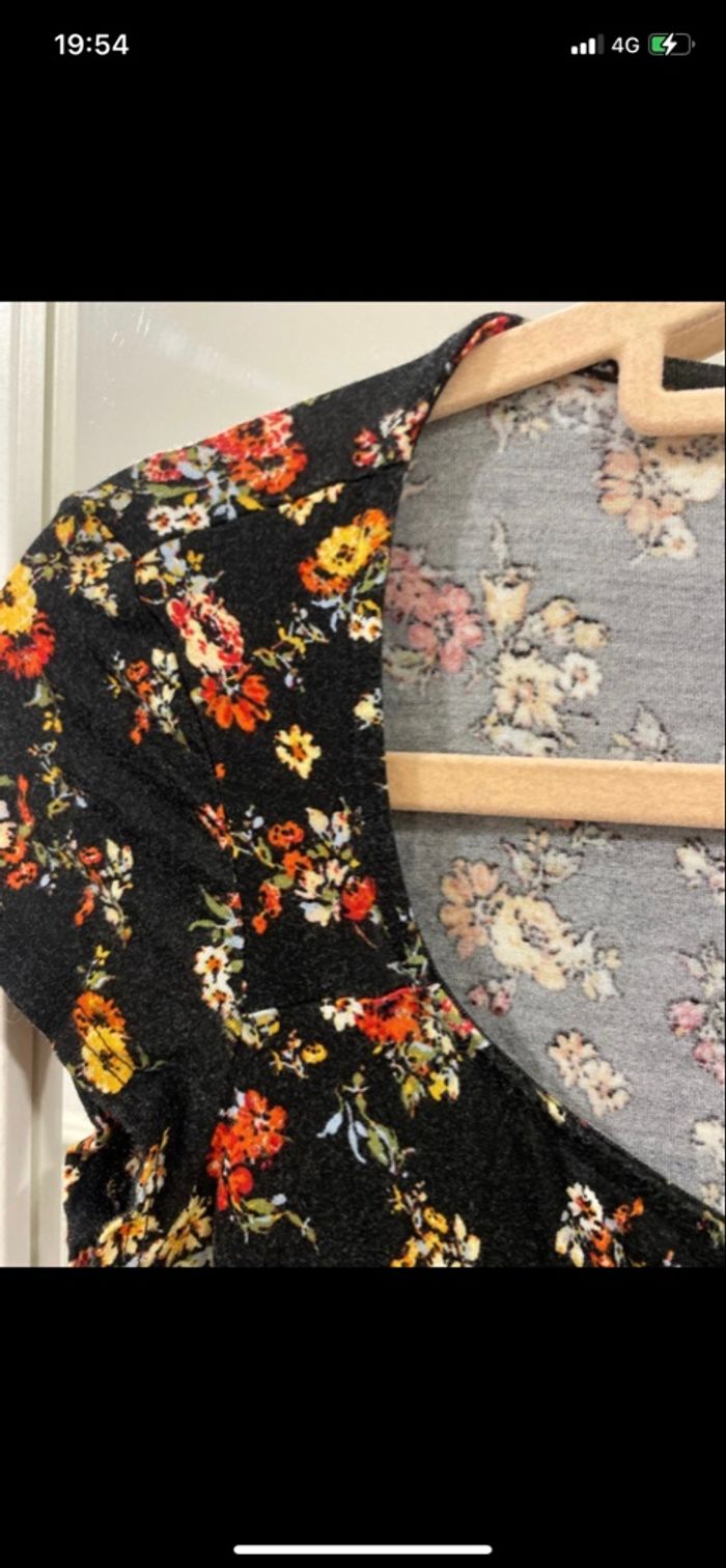 Robe taille s mango noire fleurie - photo numéro 3