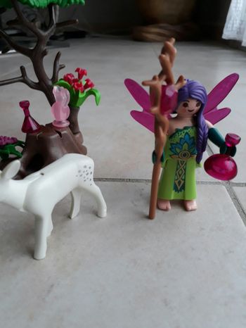 Playmobil fairies et chevreuil argenté