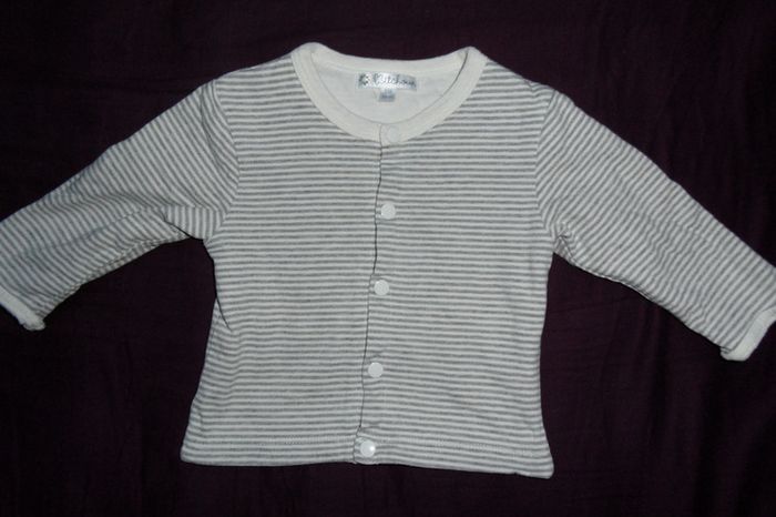 gilet coton rayé mixte, Kitchoun, taille 3 mois