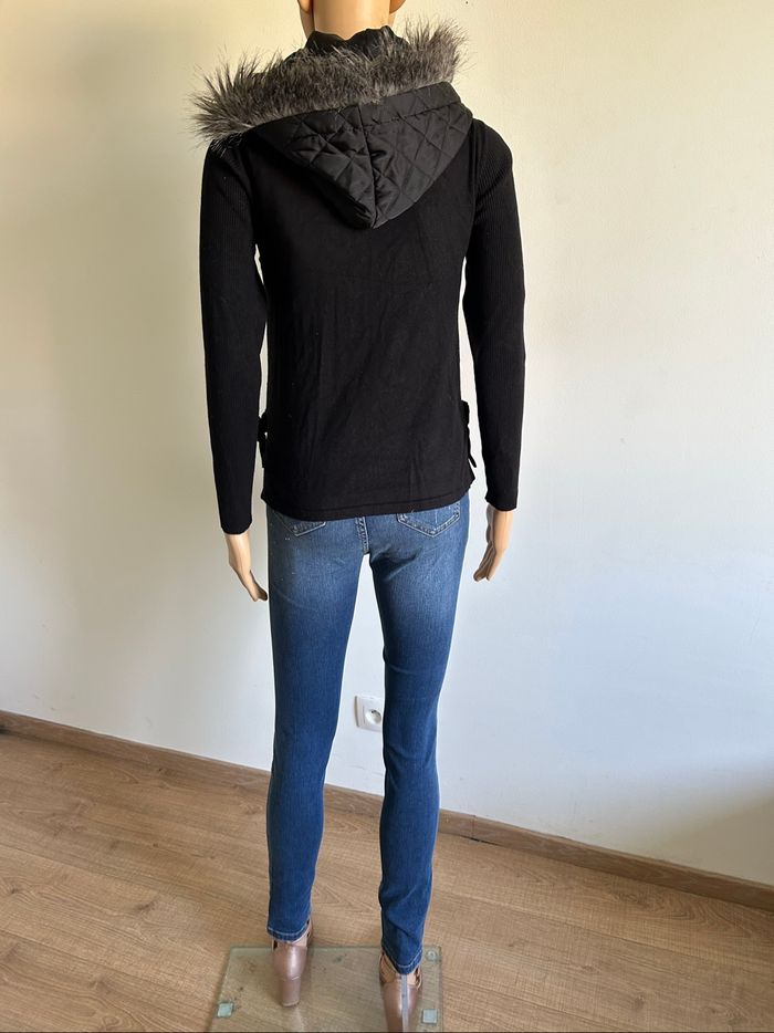 Veste noire bi matière avec capuche Morgan taille S jamais portée - photo numéro 6