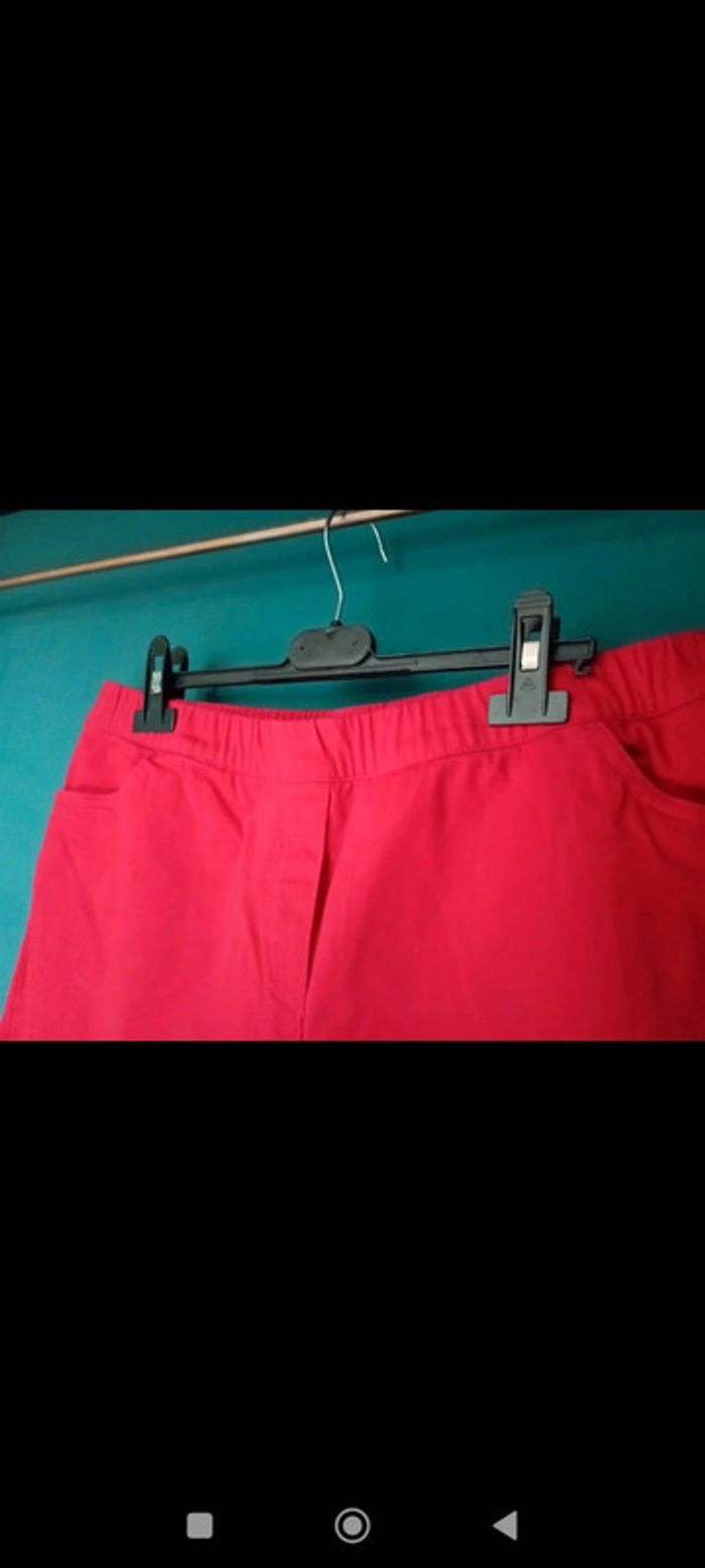 Pantacourt coton rouge cerise - photo numéro 2