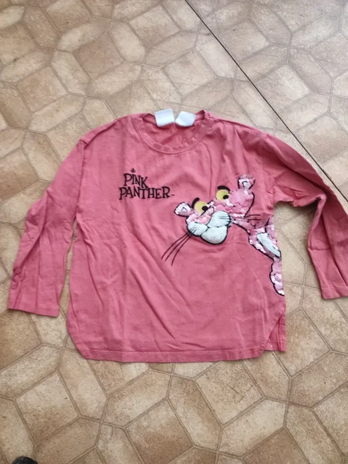 T-shirt manches longues pink panther zara 7 ans