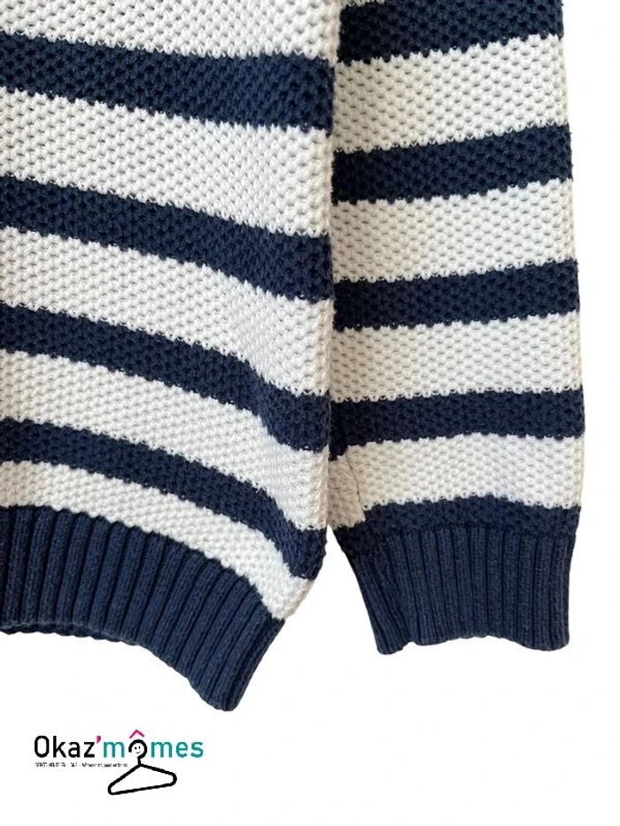Pull rayé à grosse maille coton bleu marine et blanc - Orchestra 8 ans - photo numéro 4