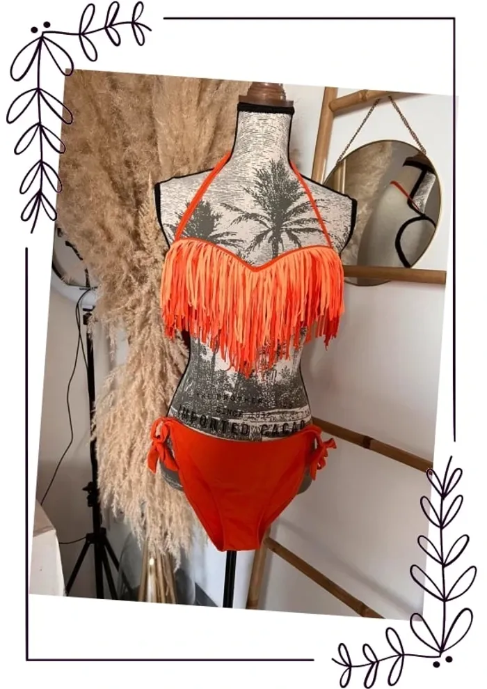 Bikini orange à frange