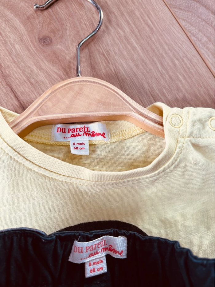 Taille 6 mois ensemble 2 pièces garçon DPAM noir et jaune * fish * 💙 - photo numéro 4