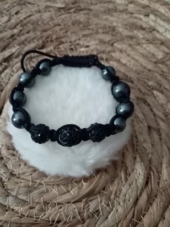 Shamballa gris strass noir