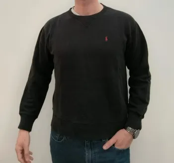 Pull col rond homme noir logo rouge taille M Ralph Lauren sport excellent état