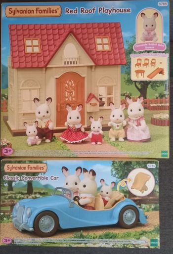 Maison et voiture décapotable bleue