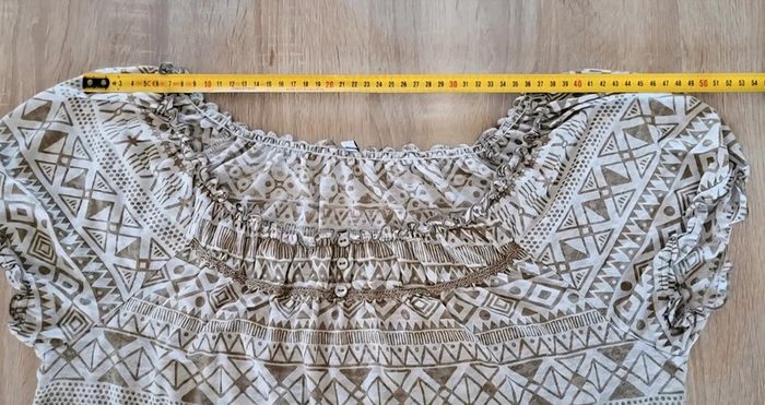 Blouse manches courtes à motifs aztèques écru et beige La Redoute Taille 42 - photo numéro 9