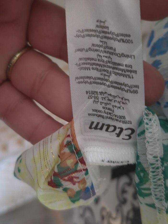 🌸 joli top / blouse fleuri vaporeux Etam détails dorés femme TS / 36 - photo numéro 9