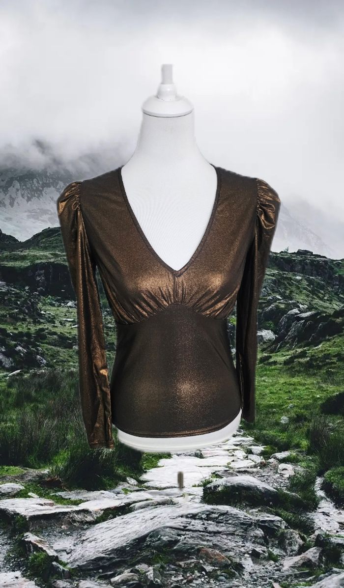 Blouse marron brillante, La city, taille M - photo numéro 2
