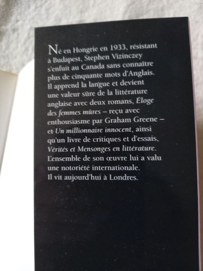 Roman de Stephen Vizinczey - photo numéro 3