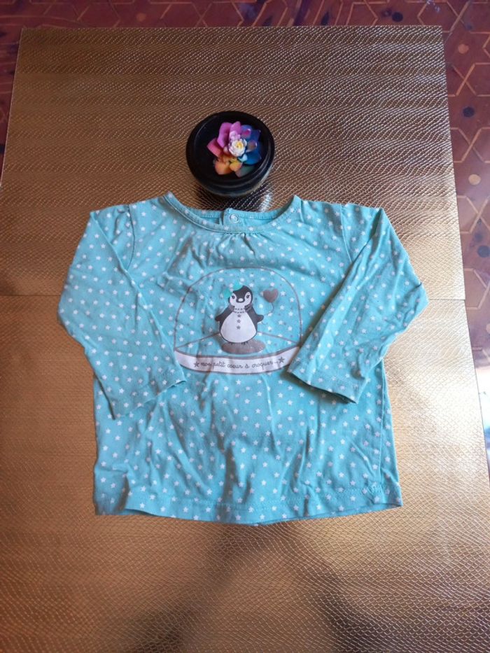 Haut turquoise étoilé 9 mois