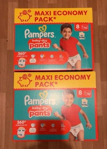  2 pack couches pampers Baby-Dry pants taille 8