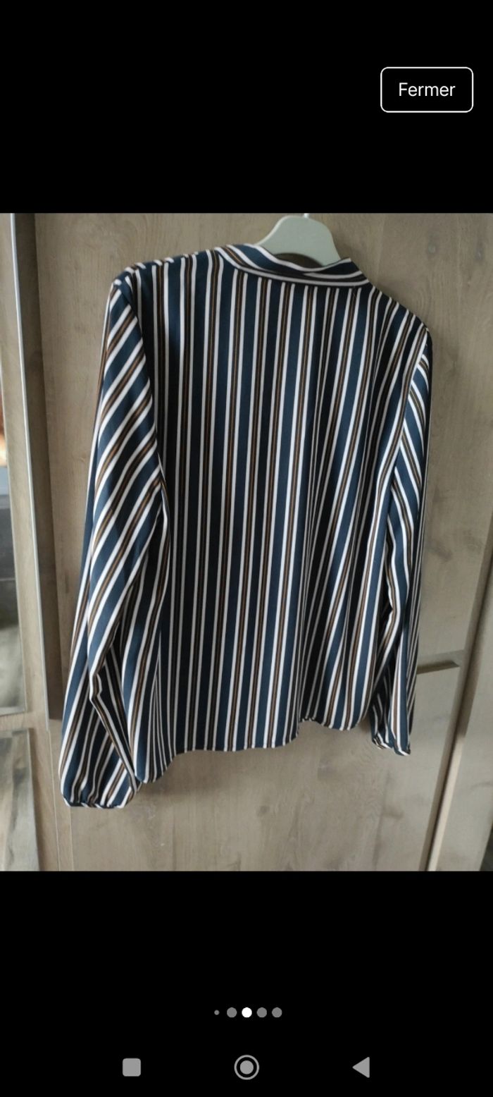 Blouse femme rayée col lavalière - photo numéro 4