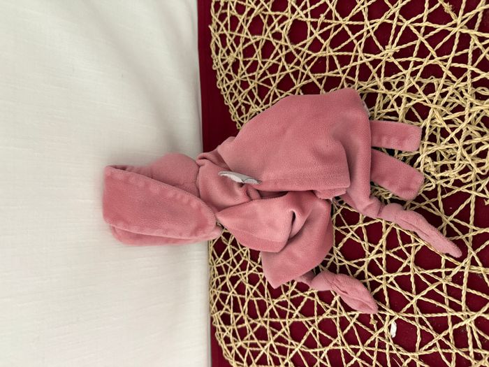 Doudou plat lapin NATTOU Lapidou rose corail losange - photo numéro 4