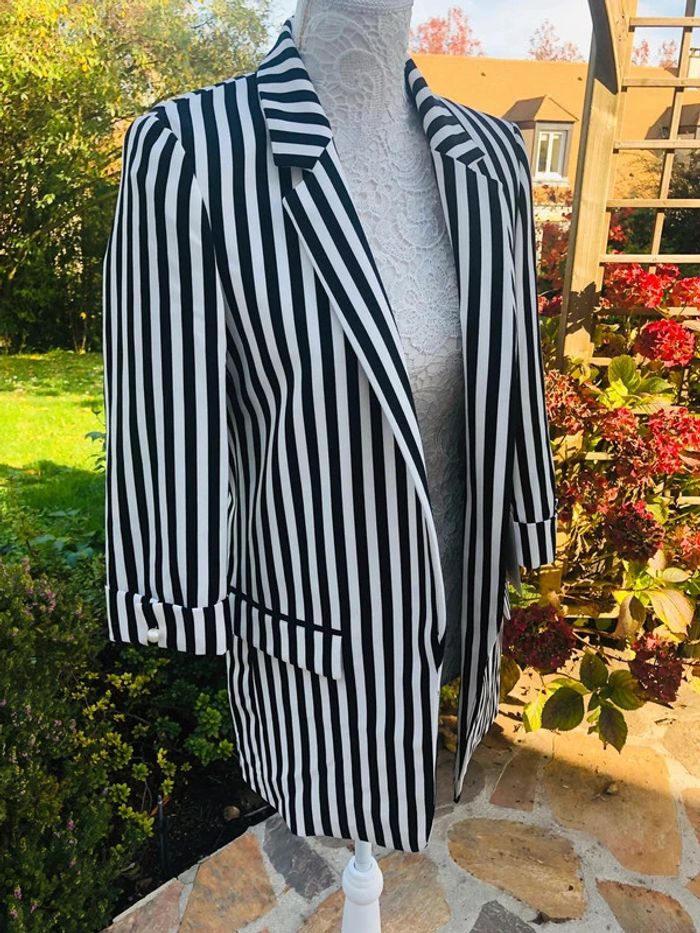 Blazer Zara à rayure noir et blanche neuf taille XS - photo numéro 5