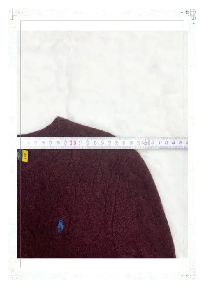 Ralph Lauren pull femme laine mérinos torsadé bordeaux col rond taille S (étiquette coupée) - photo numéro 8