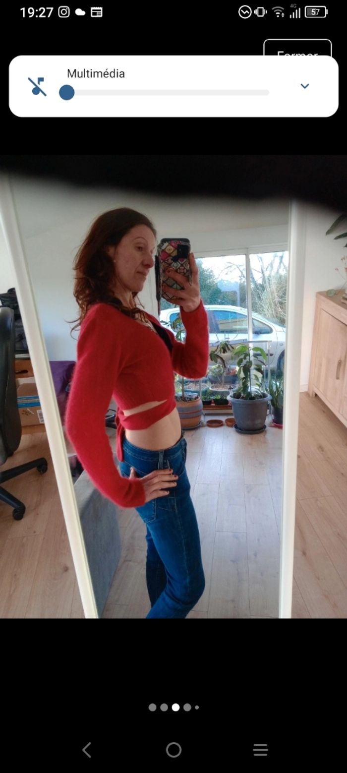 Cache-cœur femme L rouge angora c81 - photo numéro 3